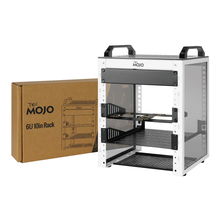 Tecmojo 10 inch 6U 200mm Depth Desktop Mini Rack, with SBC Shelf, Micro HDMl to HDMI Adapter Board, Blank Panel, for 10 Inch AV, NAS and Server Equipment