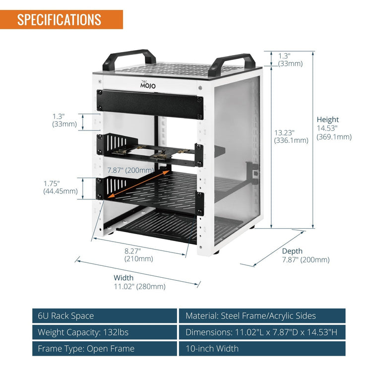 Tecmojo 10 inch 6U 200mm Depth Desktop Mini Rack, with SBC Shelf, Micro HDMl to HDMI Adapter Board, Blank Panel, for 10 Inch AV, NAS and Server Equipment