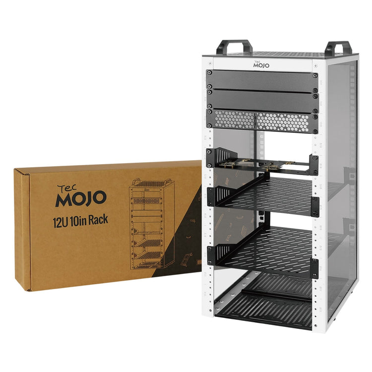 Tecmojo 10 inch 12U 260mm Depth Desktop Network Rack – Mini Server Rack with Side Transparent Panels & Top Handles, Fits 10-Inch IT Equipment, Patch Panels, AV Devices, Home or Office Use