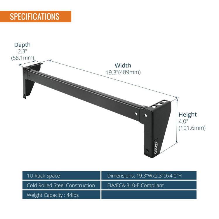 Tecmojo 1U Vertical Wall Mount bracket, Foldable Patch Panel Bracket fit 19” Switches/IT/Data Equipment, Open Frame Server Rack with 44lbs(20kg) Capacity, Vertical/Horizontal Mounting