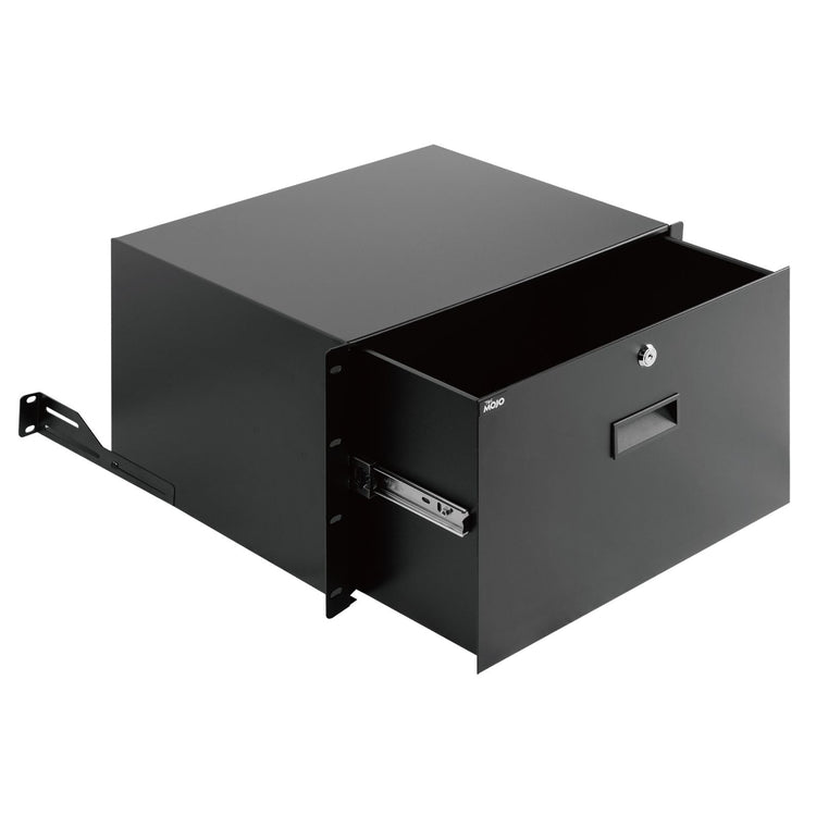 Tecmojo 6U Rack Drawer, Rack Mount for 19in Network/Server/AV Rack or Cabinet Enclosure, Lockable with Rear Support - Load-Bearing 22lb(10kg), with Cable Entry and Management Holes, Black