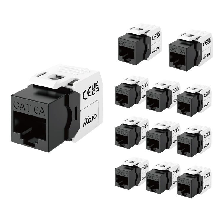 Tecmojo CAT6A Unshielded keystone jack 10Gigabit (12, Black)