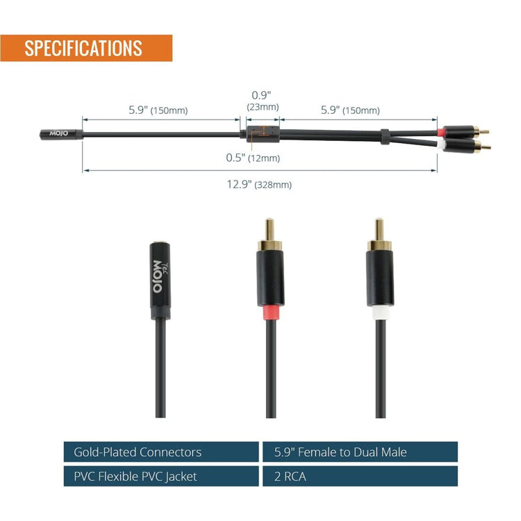 Tecmojo 2 Pack Audio Y Cable 3.5mm Female to 2 RCA Splitter Male Audio Y Cable, Gold Plated Adapter for TV, Smartphones, Reco