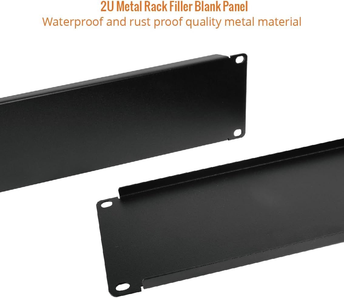 Tecmojo 2U Blank Panel,Rack Mount Plate for 19inch Server Rack,Network Rack,Enclosures and Cabinets,Solid,Black(2 Pack)