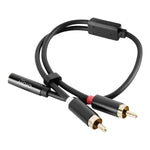 Tecmojo 2 Pack Audio Y Cable 3.5mm Female to 2 RCA Splitter Male Audio Y Cable, Gold Plated Adapter for TV, Smartphones, Reco