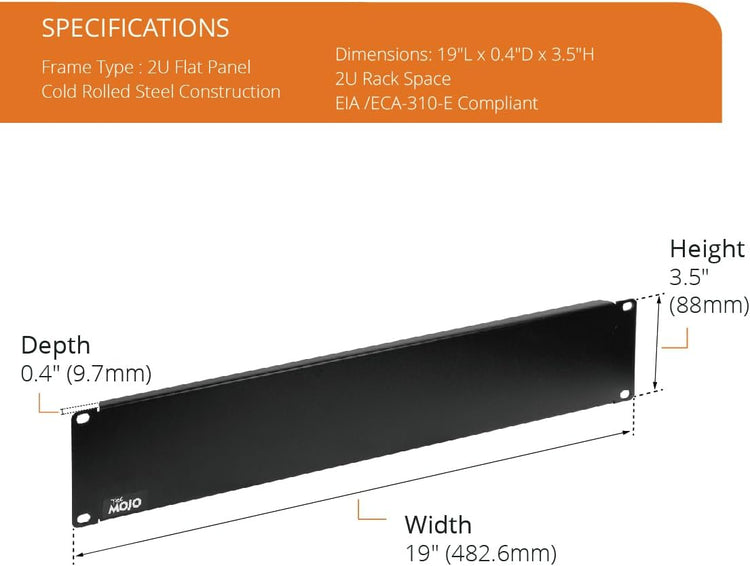 Tecmojo 2U Blank Panel,Rack Mount Plate for 19inch Server Rack,Network Rack,Enclosures and Cabinets,Solid,Black(2 Pack)