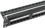 Tecmojo 19in 24 Ports Empty Patch Panel, suitable for both Shielded and Unshielded Keystone Jacks, with Rear Cable Management, Black (19in 24 Ports Empty Patch Panel)