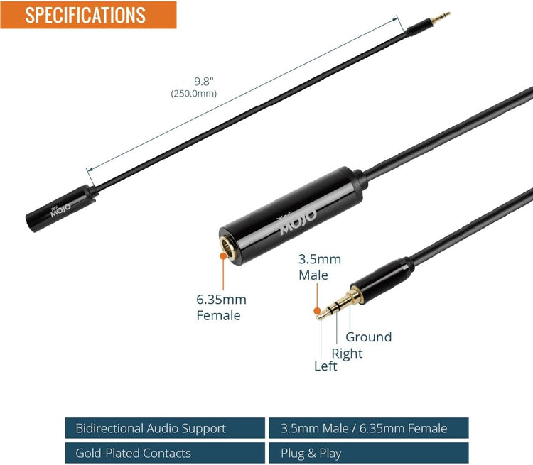 Tecmojo 2 Pack Audio Y Cable 3.5mm Female to 2 RCA Splitter Male Audio Y Cable, Gold Plated Adapter for TV, Smartphones, Record Player, MP3, Tablets, Speakers, Home Theater
