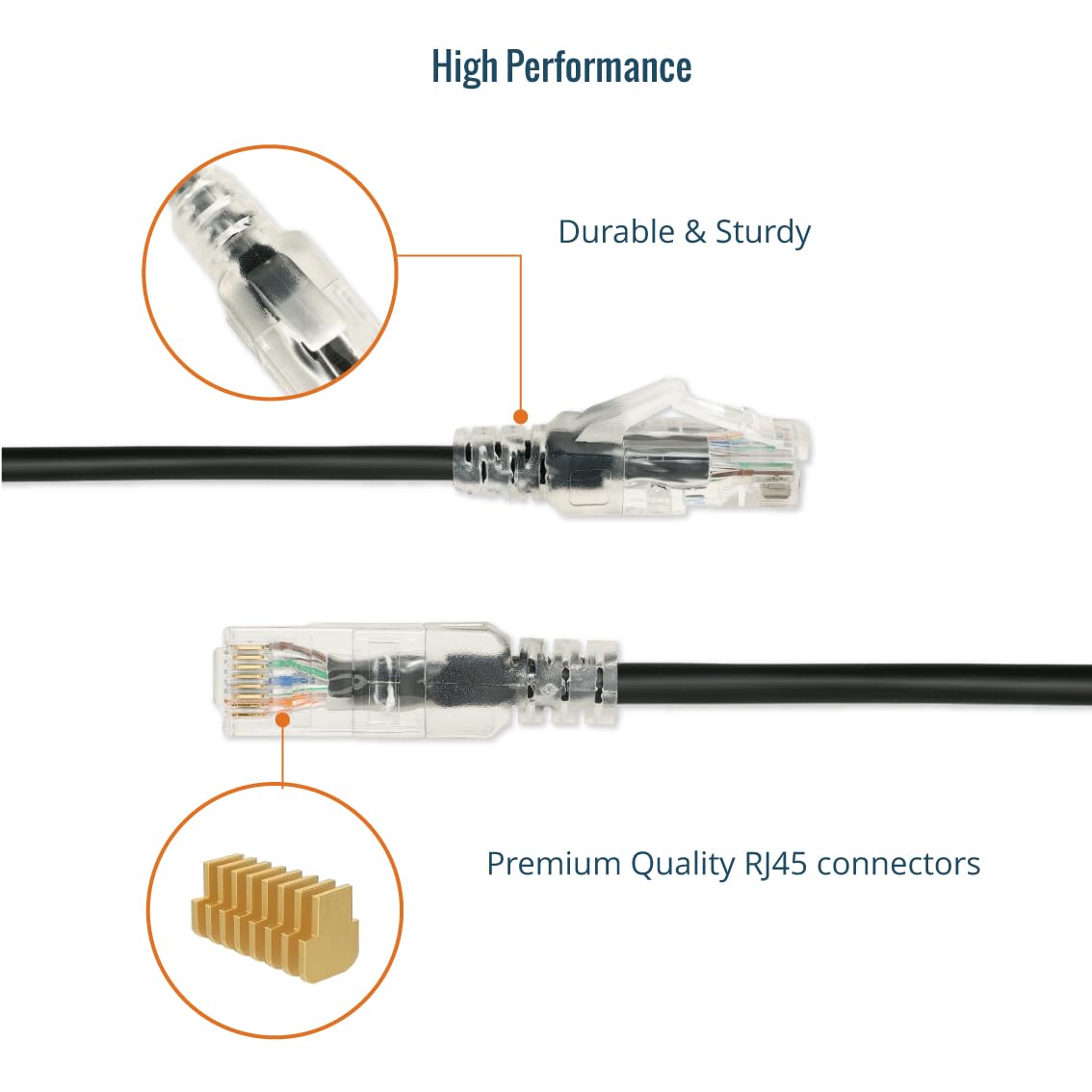 Tecmojo Ethernet Patch Cable 0.5M, 6 Pack, CAT6 UTP Gigabit LAN Network Cable, Pure Copper LSZH RJ45 Snag-Free Patch Cord Black