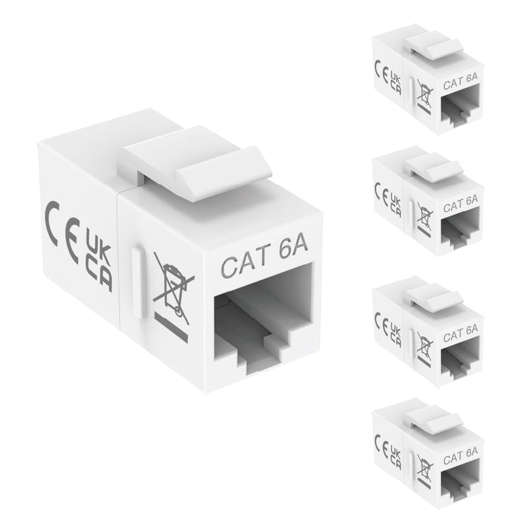 Tecmojo Keystone Coupler Cat6A UTP (25, White, Cat6A)