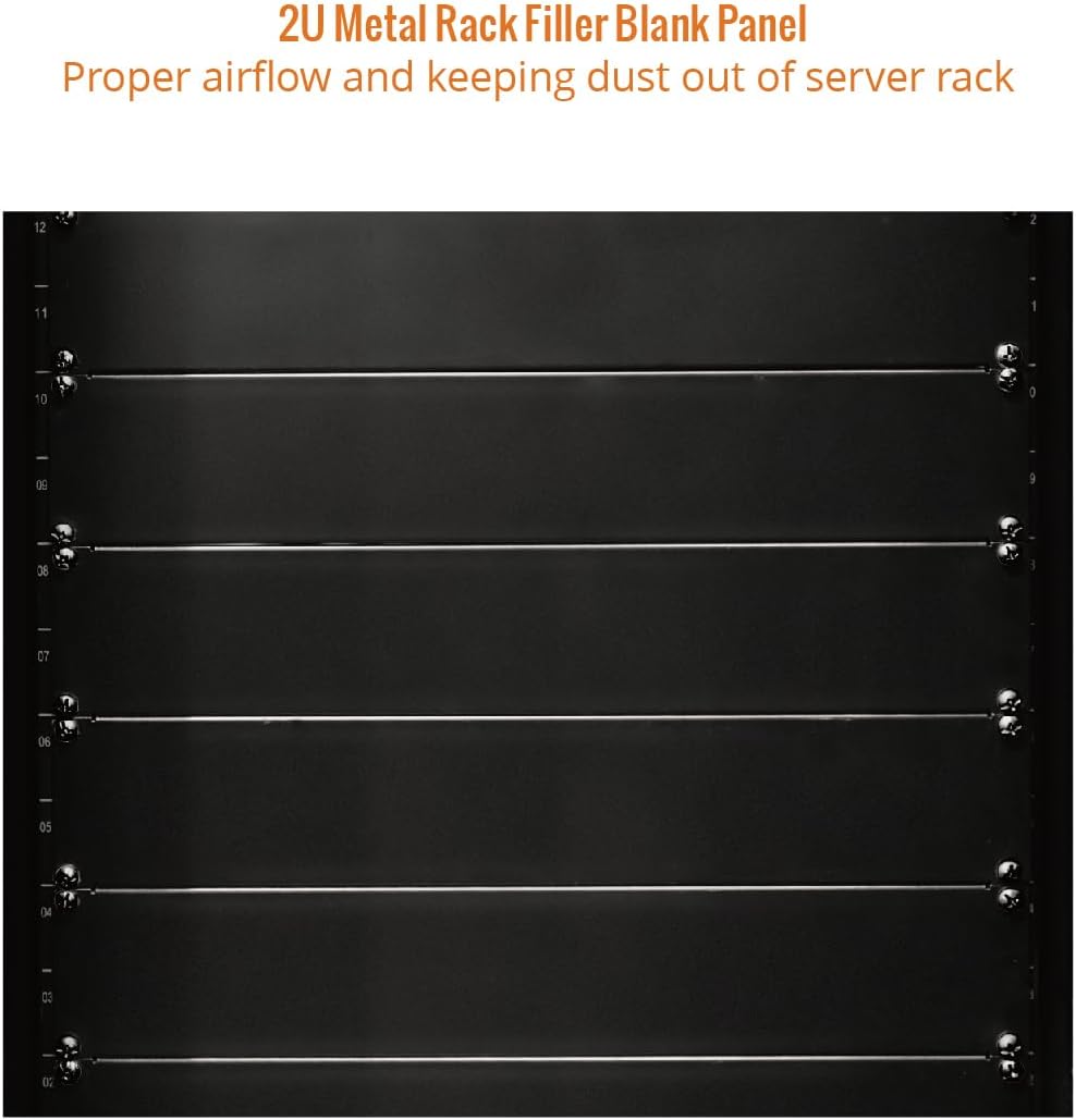 Tecmojo 2U Blank Panel,Rack Mount Plate for 19inch Server Rack,Network Rack,Enclosures and Cabinets,Solid,Black(2 Pack)
