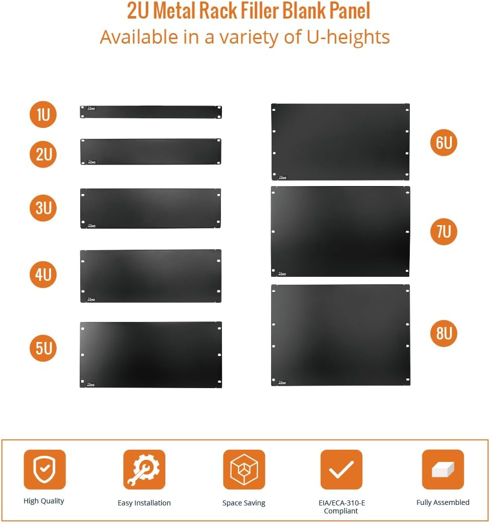 Tecmojo 2U Blank Panel,Rack Mount Plate for 19inch Server Rack,Network Rack,Enclosures and Cabinets,Solid,Black(2 Pack)