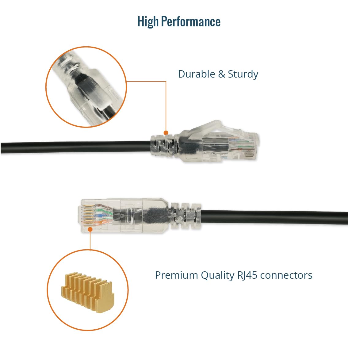Tecmojo Ethernet Patch Cable 0.5M, 6 Pack, CAT6 UTP Gigabit LAN Network Cable, Pure Copper LSZH RJ45 Snag-Free Patch Cord Black