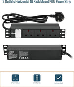 Tecmojo Rack Mount PDU 13A Switched Power distribution Unit, Aluminum Alloy With UK Plug, 2M Cable (3 way 10 inch)