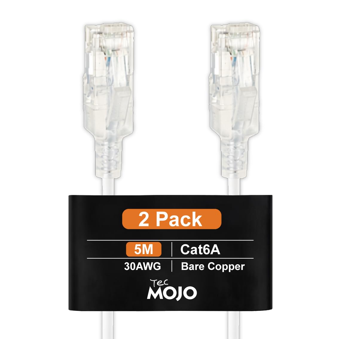 Tecmojo Ultra Slim 3 Pack,3M CAT6A Ethernet Patch Cable,UTP 10 Gigabit LAN Network Cable,30AWG LSZH RJ45 Patch Cord,Black
