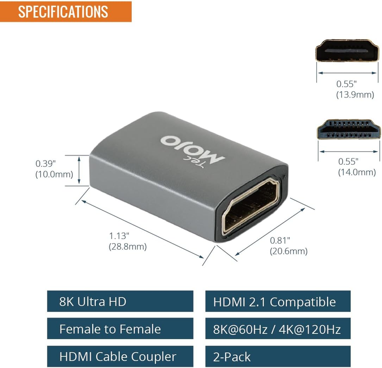 Tecmojo HDMI Adapter & Coupler Type (8K Coupler)