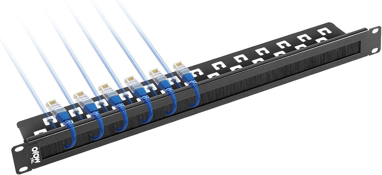 Tecmojo 1U Rack Mount Server Cable Management Panel with Tidy Brush Slot, 1U Brush Strip Plate for Cable Entry & Management, for 19in Network Rack/Server Rack/Cabinet Enclosure, Black, Alloy Steel