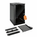 Tecmojo 12U Server Cabinet Wall Mount 10 inch 330mm Depth Network Cabinet with Rack Shelf, Brush Panels, Cable Organizer for Small AV/IT/Data Devices, 50kg Capacity, Glass Door