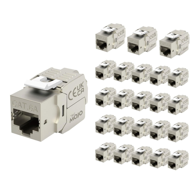 Tecmojo CAT6A Shielded keystone jack 10Gigabit (12, Silver, CAT6A)