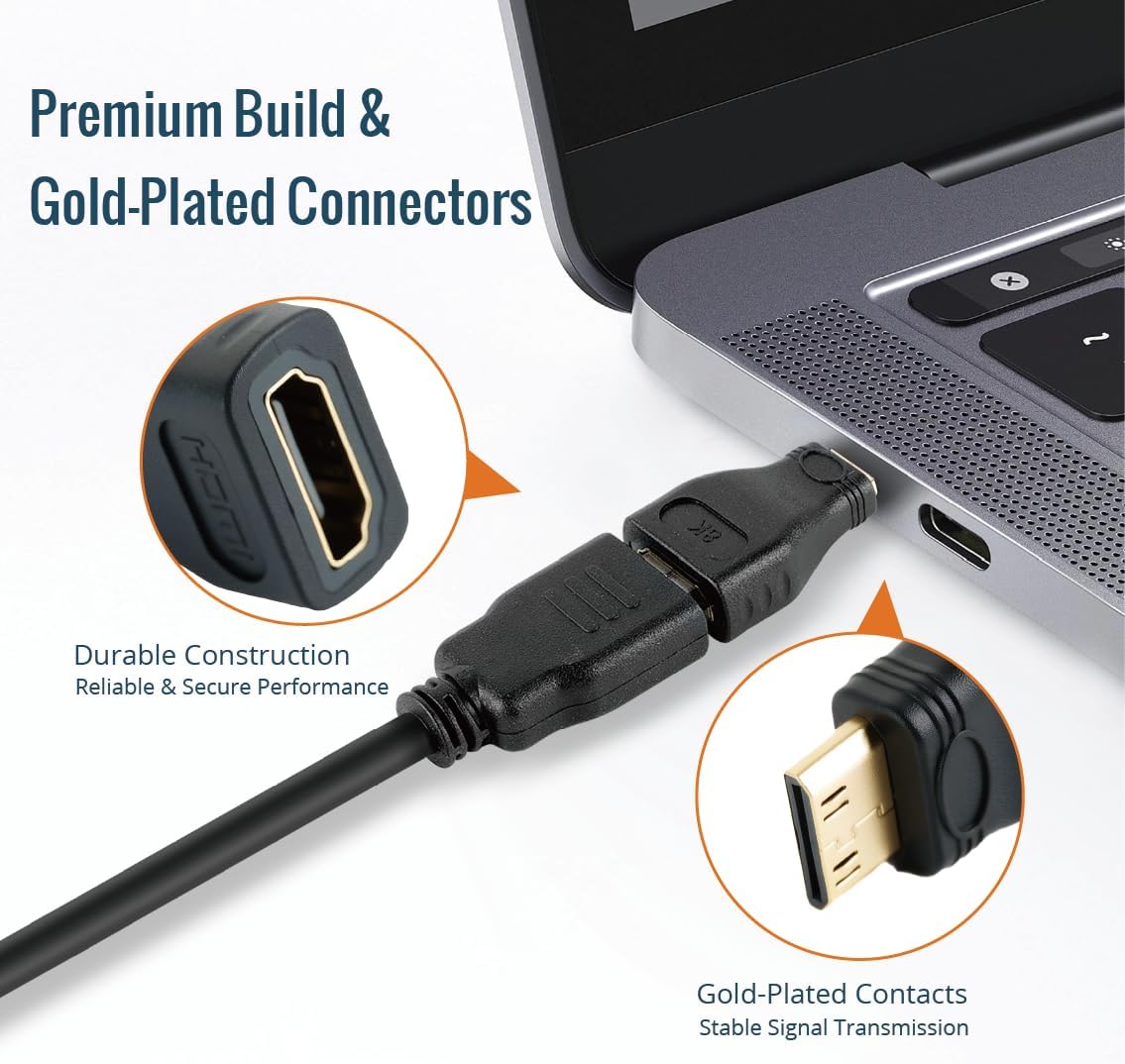 Tecmojo 8K HDMI Coupler, HDMI 2.1 Female to Female Connector Extender Gold-Plated High-Speed, Support 8K@60Hz / 4K@120Hz for Laptop, PC, Monitor, Projector, Roku TV, 2 Pack, Grey