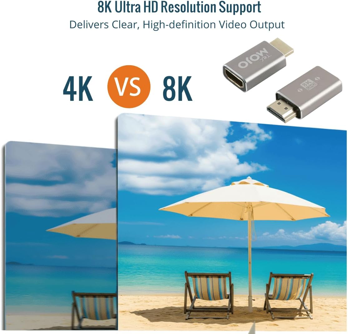 Tecmojo 8K HDMI Coupler, HDMI 2.1 Female to Female Connector Extender Gold-Plated High-Speed, Support 8K@60Hz / 4K@120Hz for Laptop, PC, Monitor, Projector, Roku TV, 2 Pack, Grey