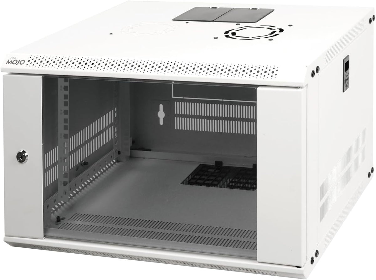 Tecmojo 9RU Wall Mount Network Cabinet, Data Server Rack Enclosure with Lockable Mesh Door and Side Panels, 50 kg /110 lbs Max Loading, 450 mm Deep, for 19 inches IT Equipment, Black