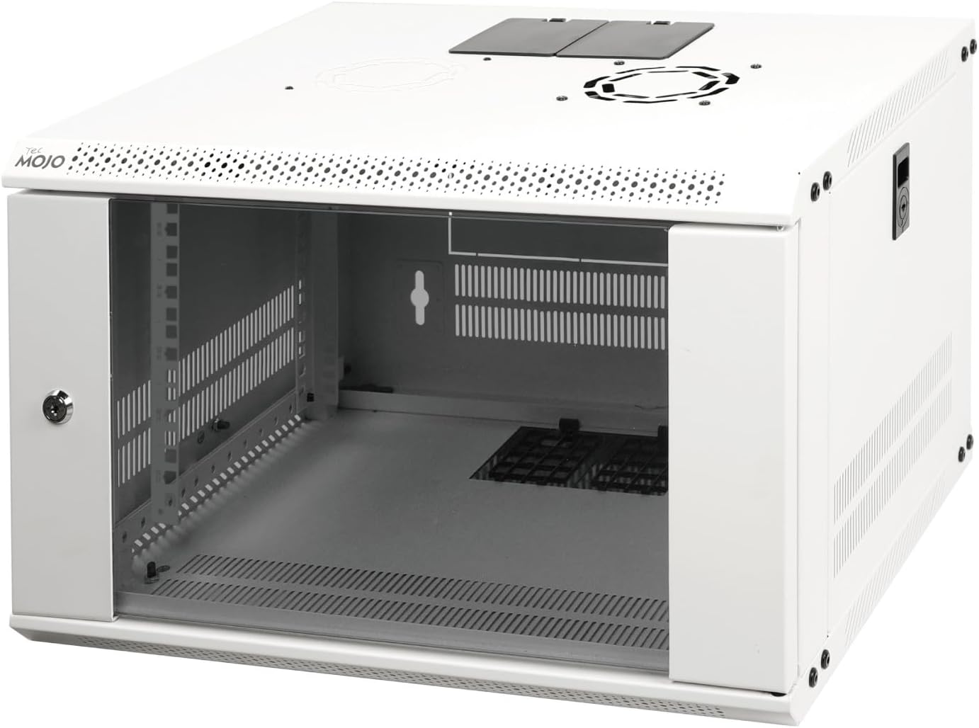 Tecmojo 9RU Wall Mount Network Cabinet, Data Server Rack Enclosure with Lockable Mesh Door and Side Panels, 50 kg /110 lbs Max Loading, 450 mm Deep, for 19 inches IT Equipment, Black