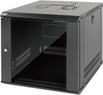 Tecmojo 9RU Wall Mount Network Cabinet, Data Server Rack Enclosure with Lockable Mesh Door and Side Panels, 50 kg /110 lbs Max Loading, 450 mm Deep, for 19 inches IT Equipment, Black