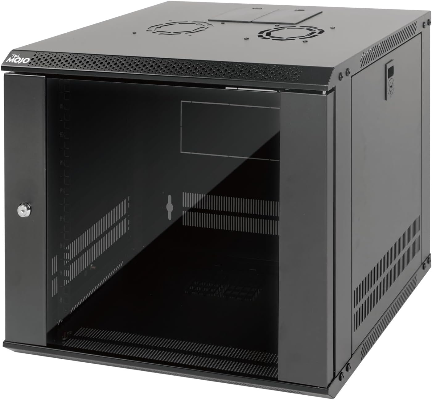 Tecmojo 9RU Wall Mount Network Cabinet, Data Server Rack Enclosure with Lockable Mesh Door and Side Panels, 50 kg /110 lbs Max Loading, 450 mm Deep, for 19 inches IT Equipment, Black