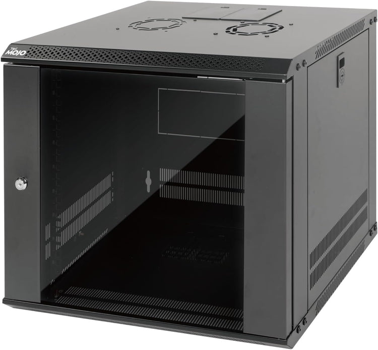 Tecmojo 9RU Wall Mount Network Cabinet, Data Server Rack Enclosure with Lockable Mesh Door and Side Panels, 50 kg /110 lbs Max Loading, 450 mm Deep, for 19 inches IT Equipment, Black