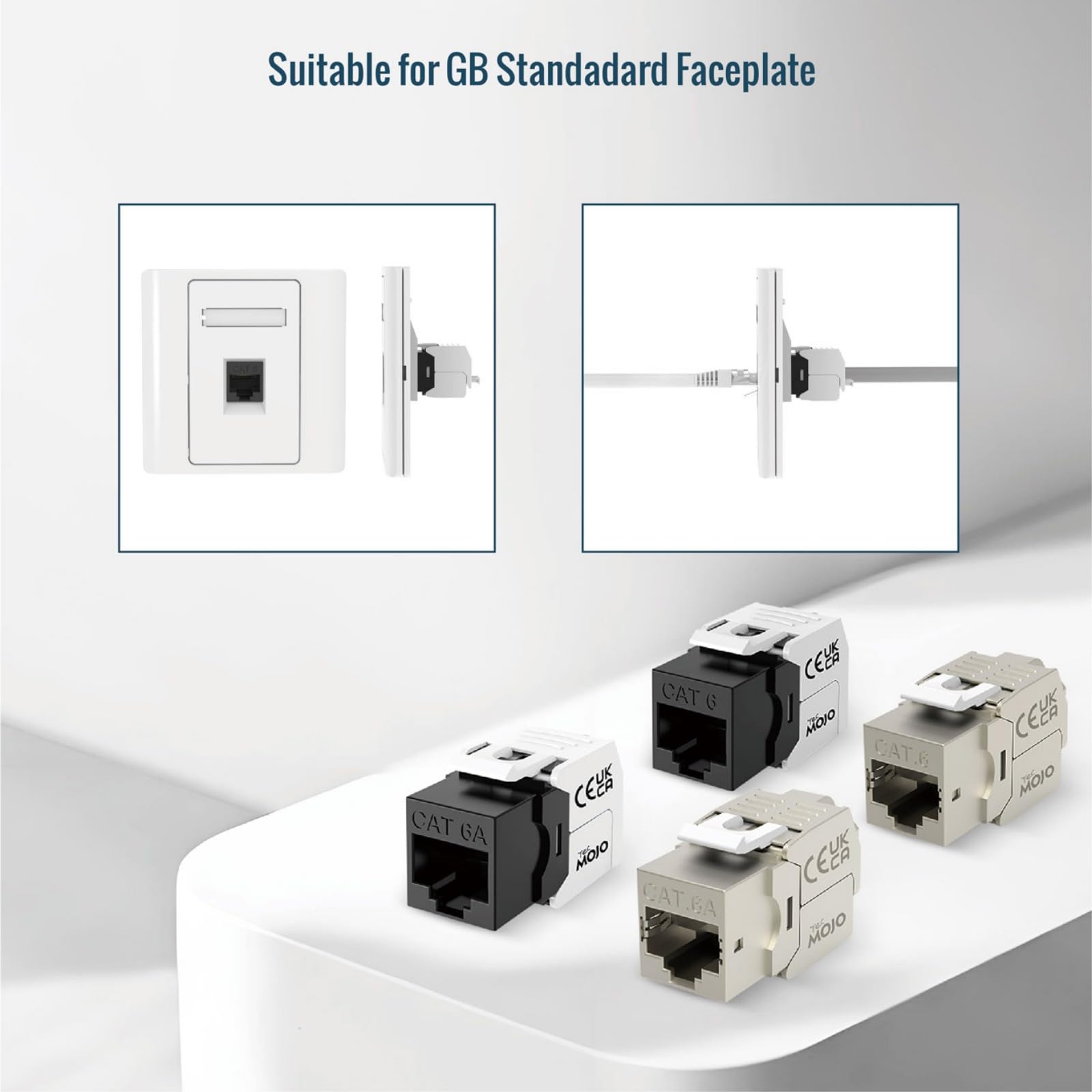 Tecmojo CAT6 Shielded keystone jack Gigabit (12, Silver, CAT6)