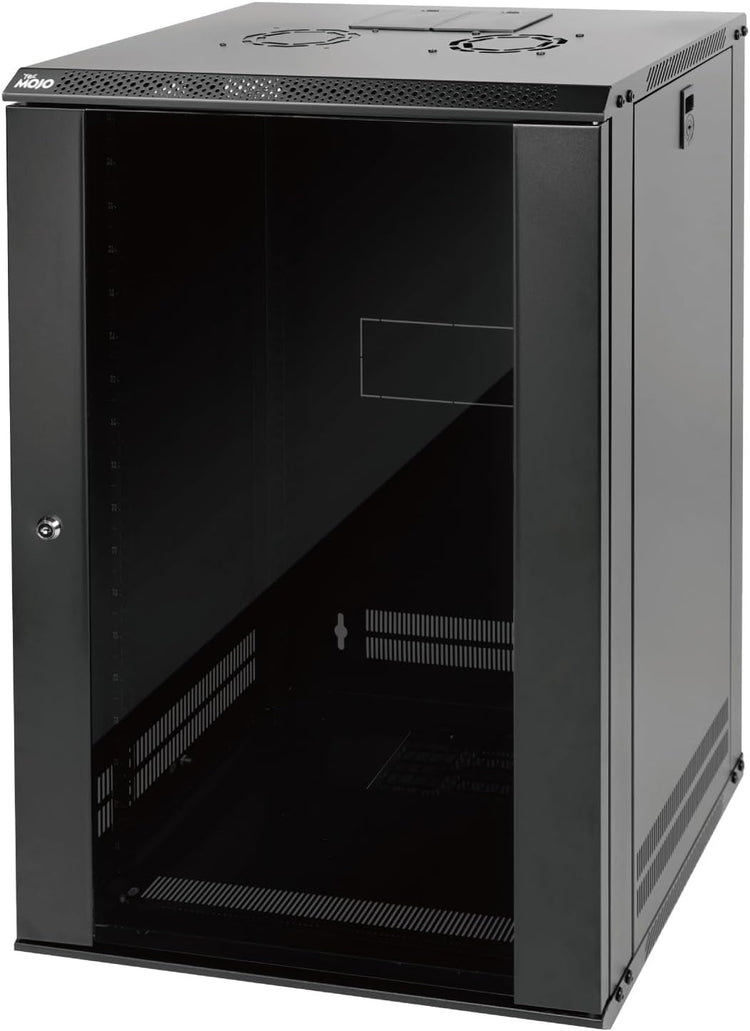 Tecmojo 9RU Wall Mount Network Cabinet, Data Server Rack Enclosure with Lockable Mesh Door and Side Panels, 50 kg /110 lbs Max Loading, 450 mm Deep, for 19 inches IT Equipment, Black