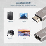 Tecmojo 8K HDMI Coupler, HDMI 2.1 Female to Female Connector Extender Gold-Plated High-Speed, Support 8K@60Hz / 4K@120Hz for Laptop, PC, Monitor, Projector, Roku TV, 2 Pack, Grey