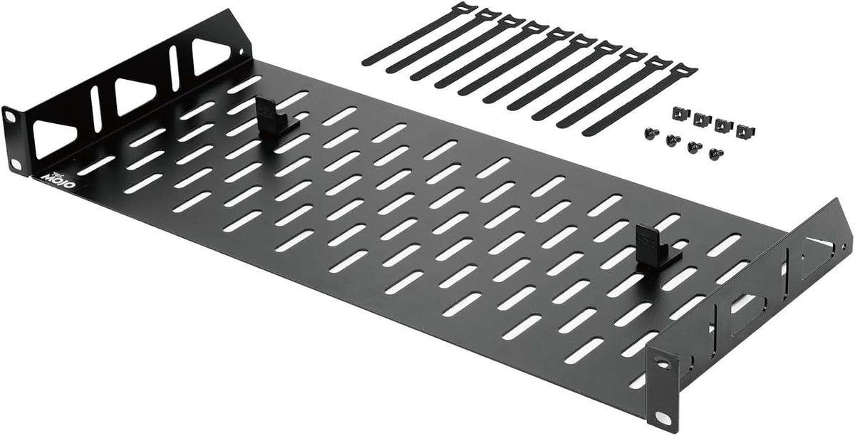 Tecmojo 1U Rack Shelf,19 inch Rack Shelf 8 inch Depth, Rack Mount Shelf, Server Rack Shelf and Network shelf with Anti-Slip Stops, 55lbs(25KG) Capacity of Vented 1U Shelf,No Lip(2 Pack)