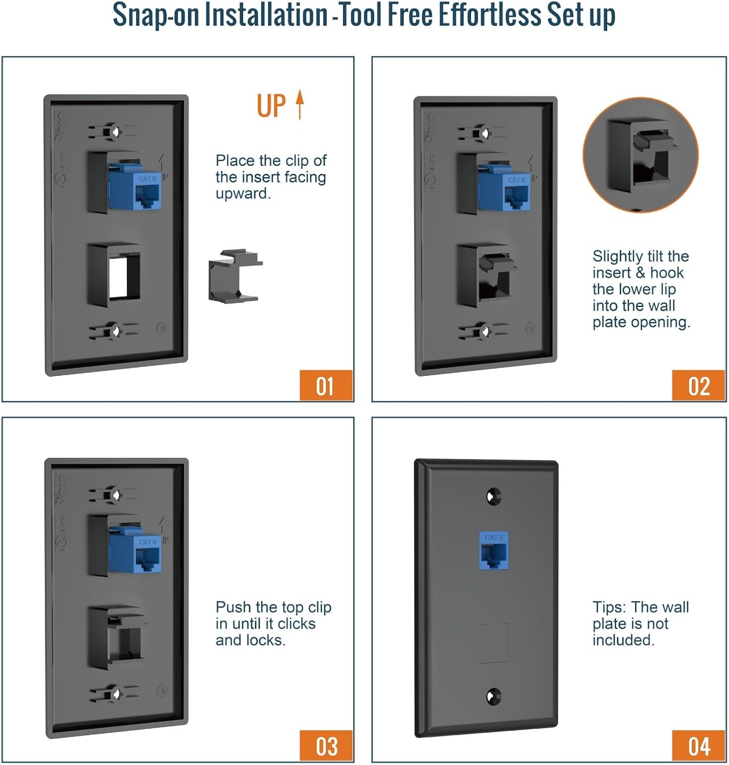 Tecmojo Blank Keystone Jack Insert (Black 25pack)