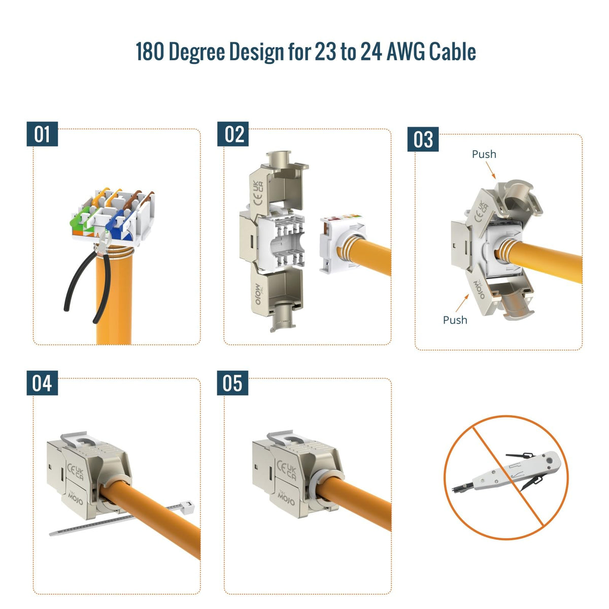 Tecmojo CAT6A Shielded keystone jack 10Gigabit (12, Silver, CAT6A)