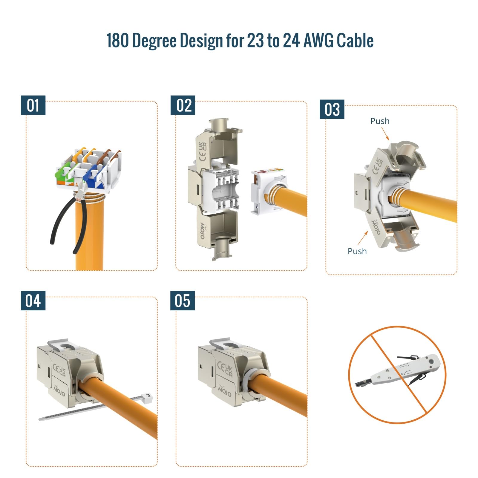 Tecmojo CAT6A Shielded keystone jack 10Gigabit (12, Silver, CAT6A)
