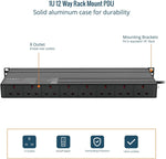 Tecmojo 6 Way 19'' Rack Mount PDU 13A Switched Power distribution Unit, Wall Mountable, Surge Protection, Aluminum Alloy With UK Plug, 2M Cable
