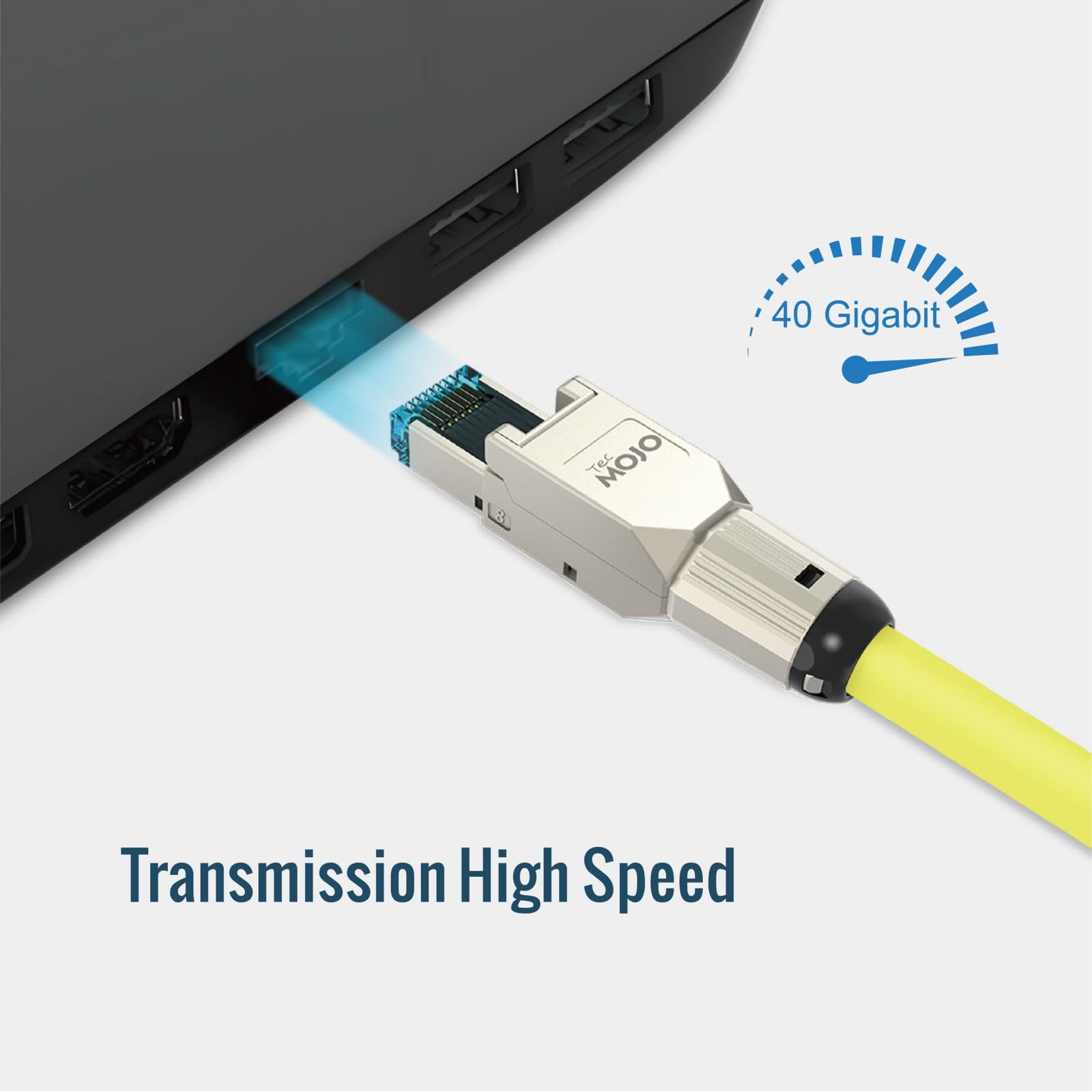 Tecmojo Ethernet Patch Cable 2M, 2 Pack, CAT8 S/FTP 40Gigabit LAN Cable, Pure Copper 40% TINNED COPPER BRAIDING LSZH RJ45 Snag-Free Patch Cord With Pre-terminated Field Connectors, Yellow