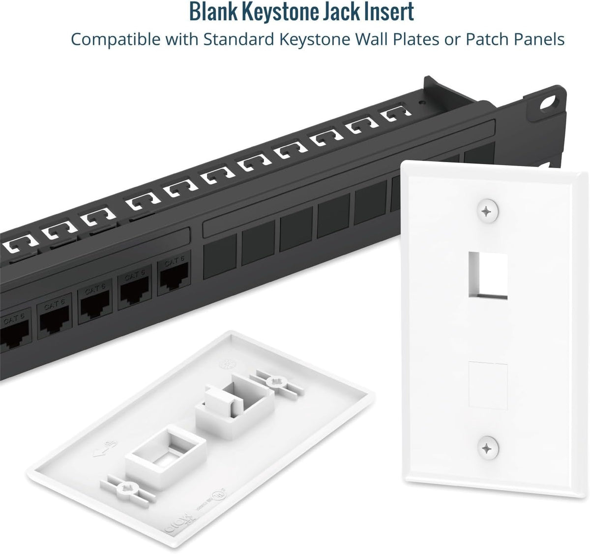 Tecmojo Blank Keystone Jack Insert (Black 25pack)