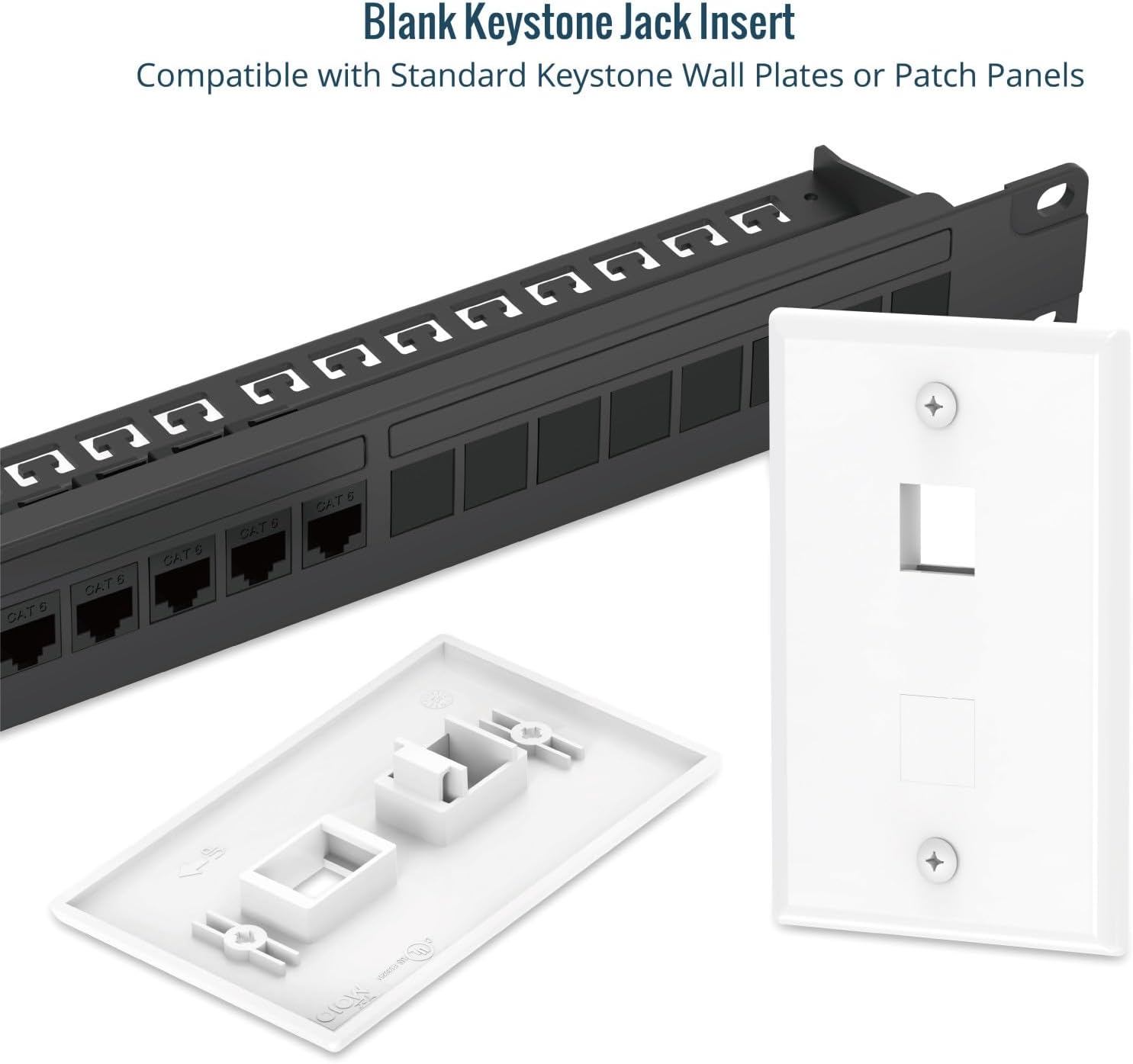 Tecmojo Blank Keystone Jack Insert (Black 25pack)