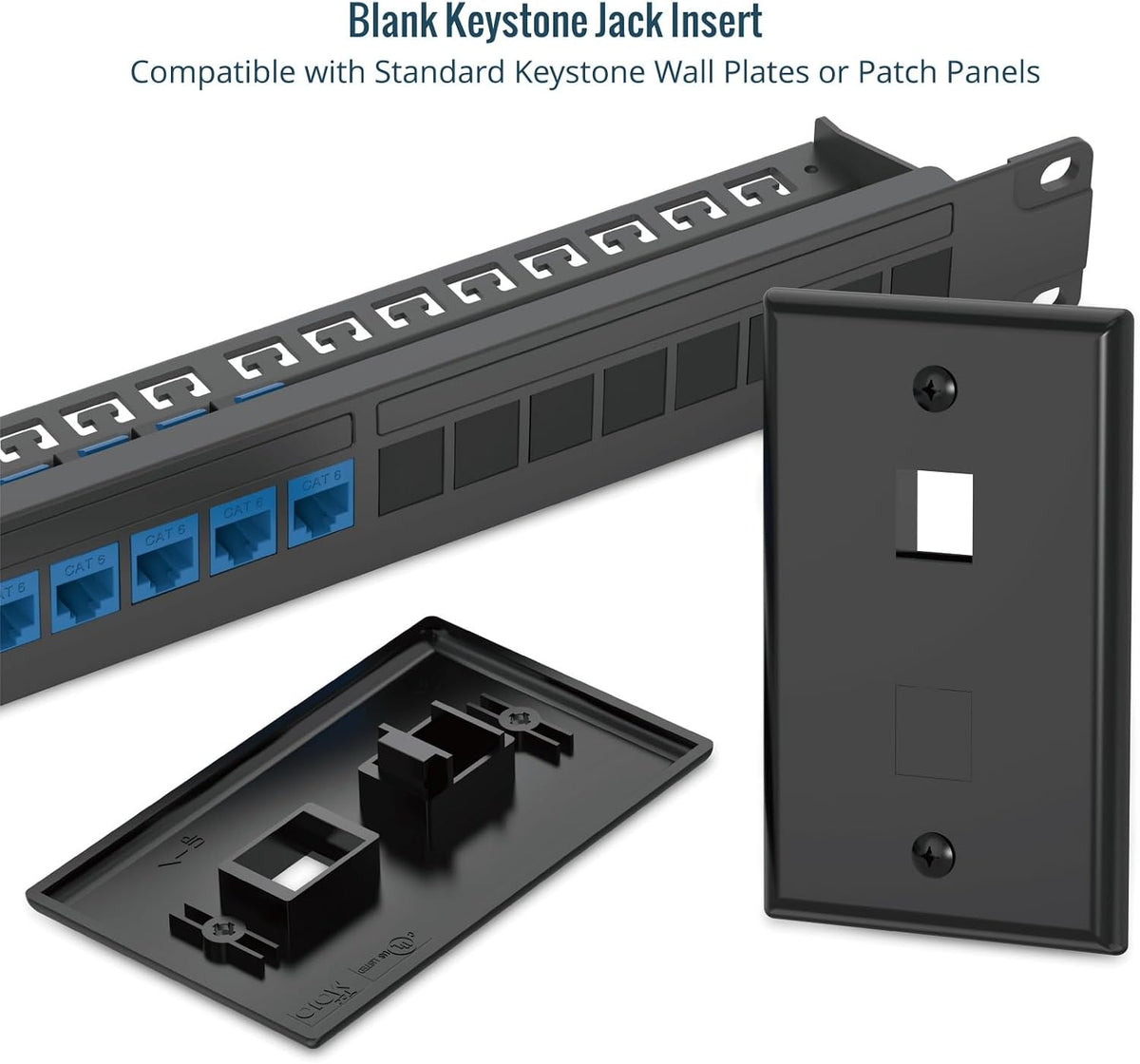 Tecmojo Blank Keystone Jack Insert (Black 25pack)