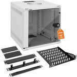 Tecmojo 6U Server Cabinet Wall Mount 10 inch 300mm Depth Network Cabinet with Rack Shelf, Brush Panels, Cable Organizer for Small AV/IT/Data Devices, 50kg Capacity, White