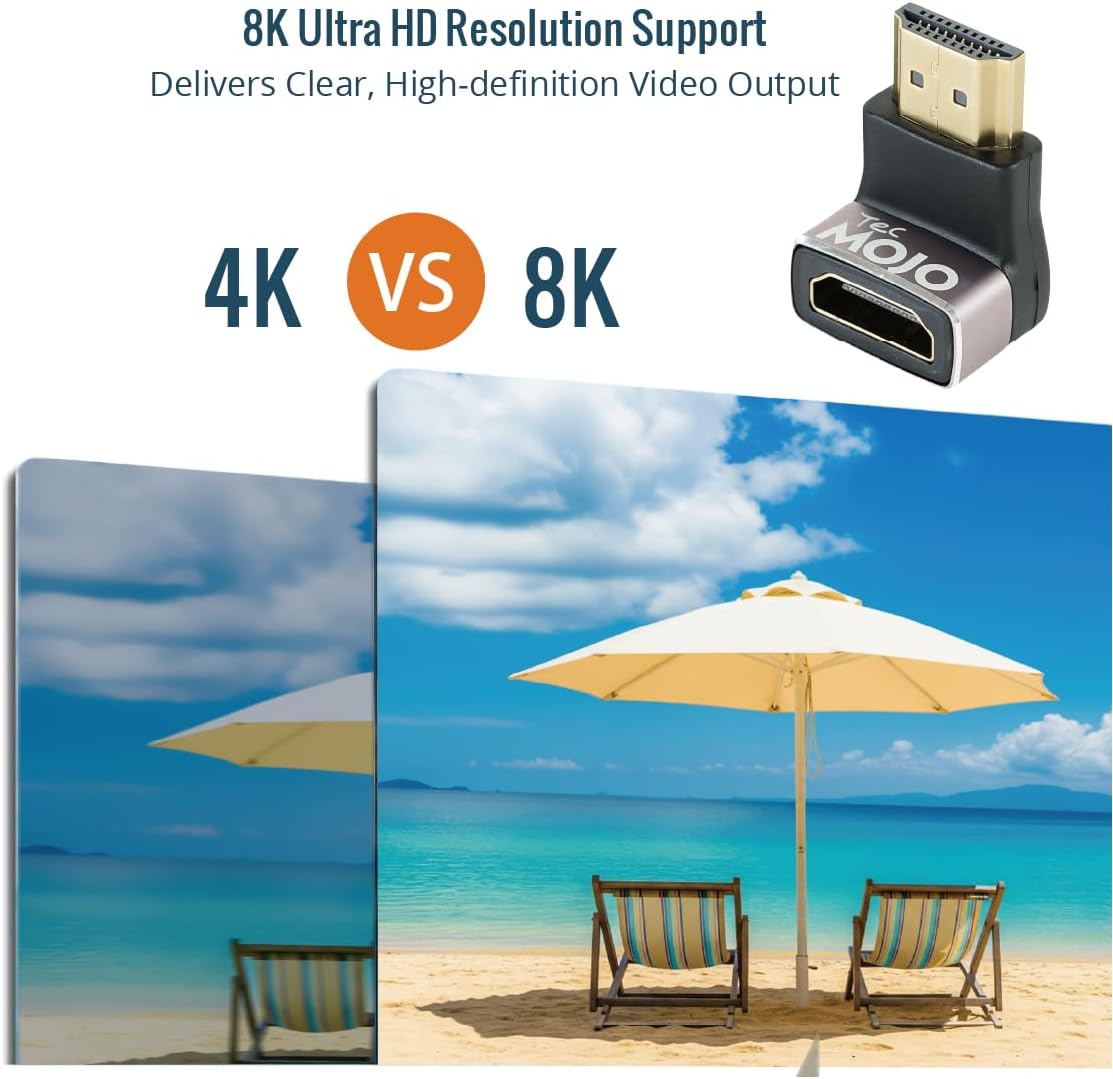 Tecmojo HDMI Adapter & Coupler Type (8K Angled Male to Female)