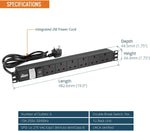 Tecmojo Rack Mount PDU 13A Switched Power distribution Unit, Aluminum Alloy With UK Plug, 2M Cable (3 way 10 inch)