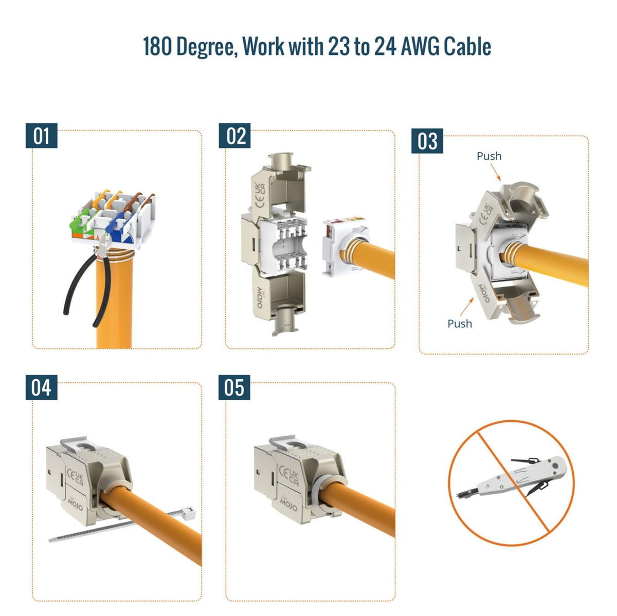 Tecmojo CAT6 Shielded keystone jack Gigabit (12, Silver, CAT6)