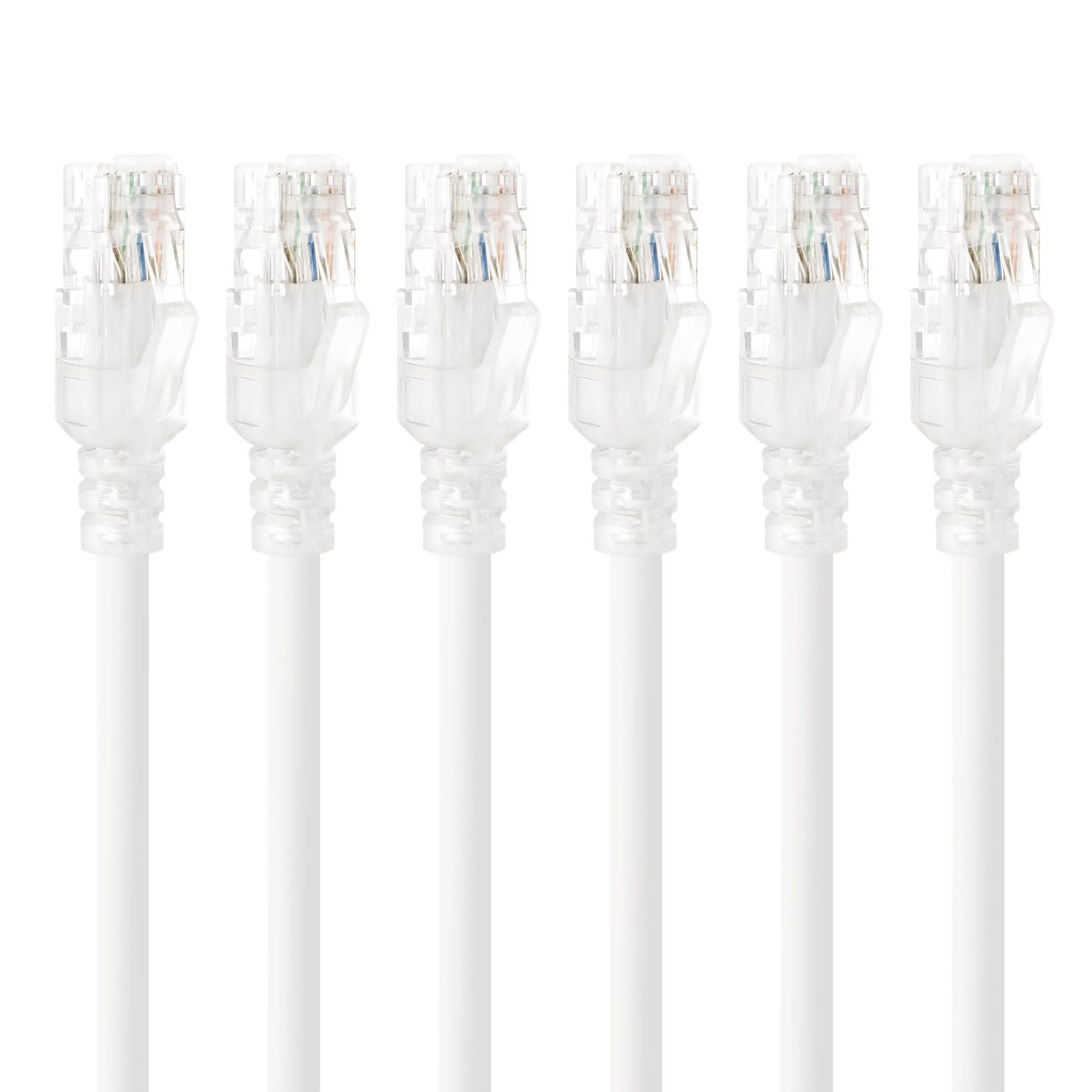 Tecmojo Ethernet Patch Cable 0.5M 6Pack, CAT6A UTP 10 Gigabit LAN Network Cable, Pure Copper LSZH RJ45 Snag-Free Patch Cord, White RAL9003