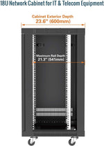 Tecmojo 12U 600mm Depth Wall Mount Server Cabinet, IT Network Rack Enclosure Lockable Door and Side Panels Black, Glass Door, for 19” IT Equipment, A/V Devices