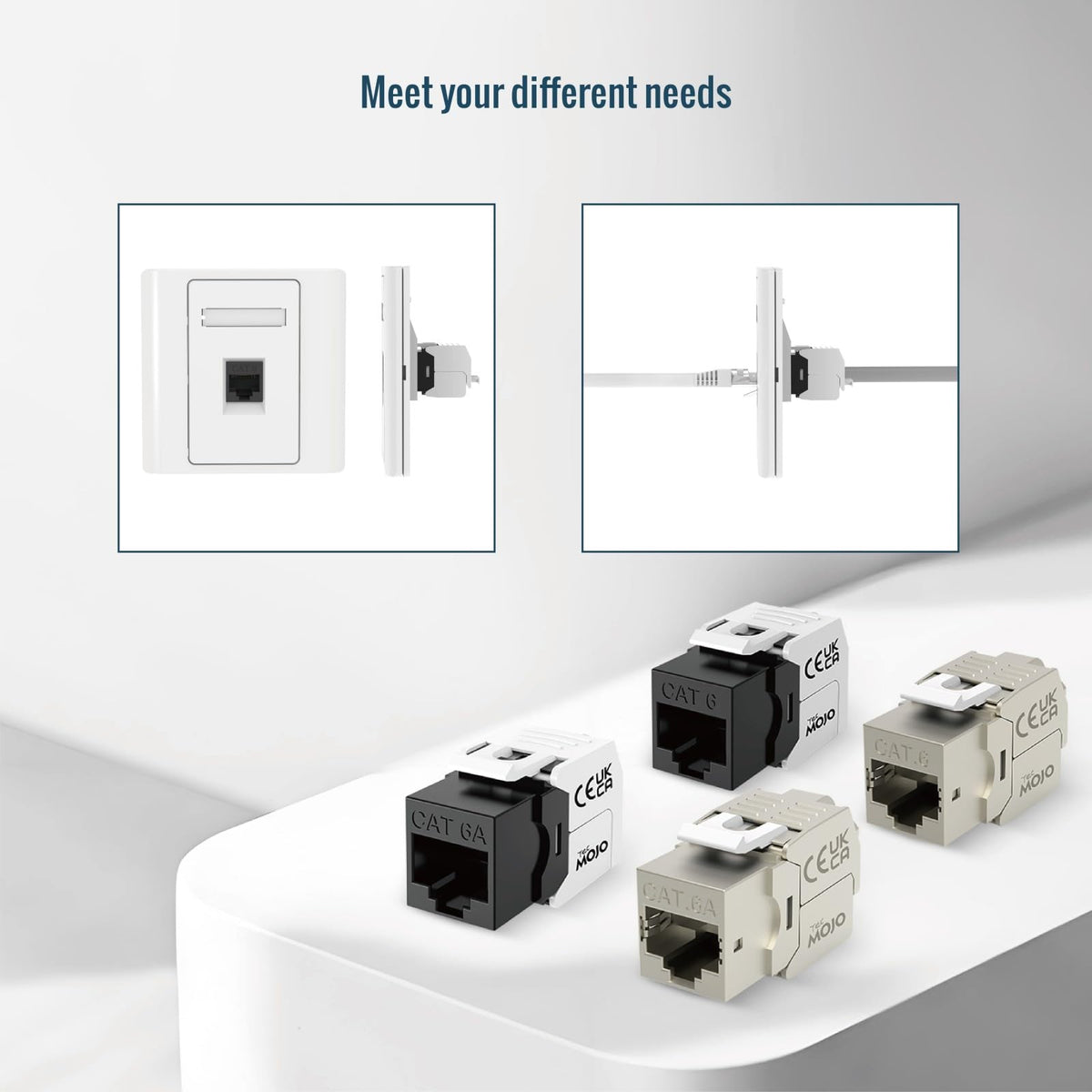 Tecmojo CAT6A Shielded keystone jack 10Gigabit (12, Silver, CAT6A)