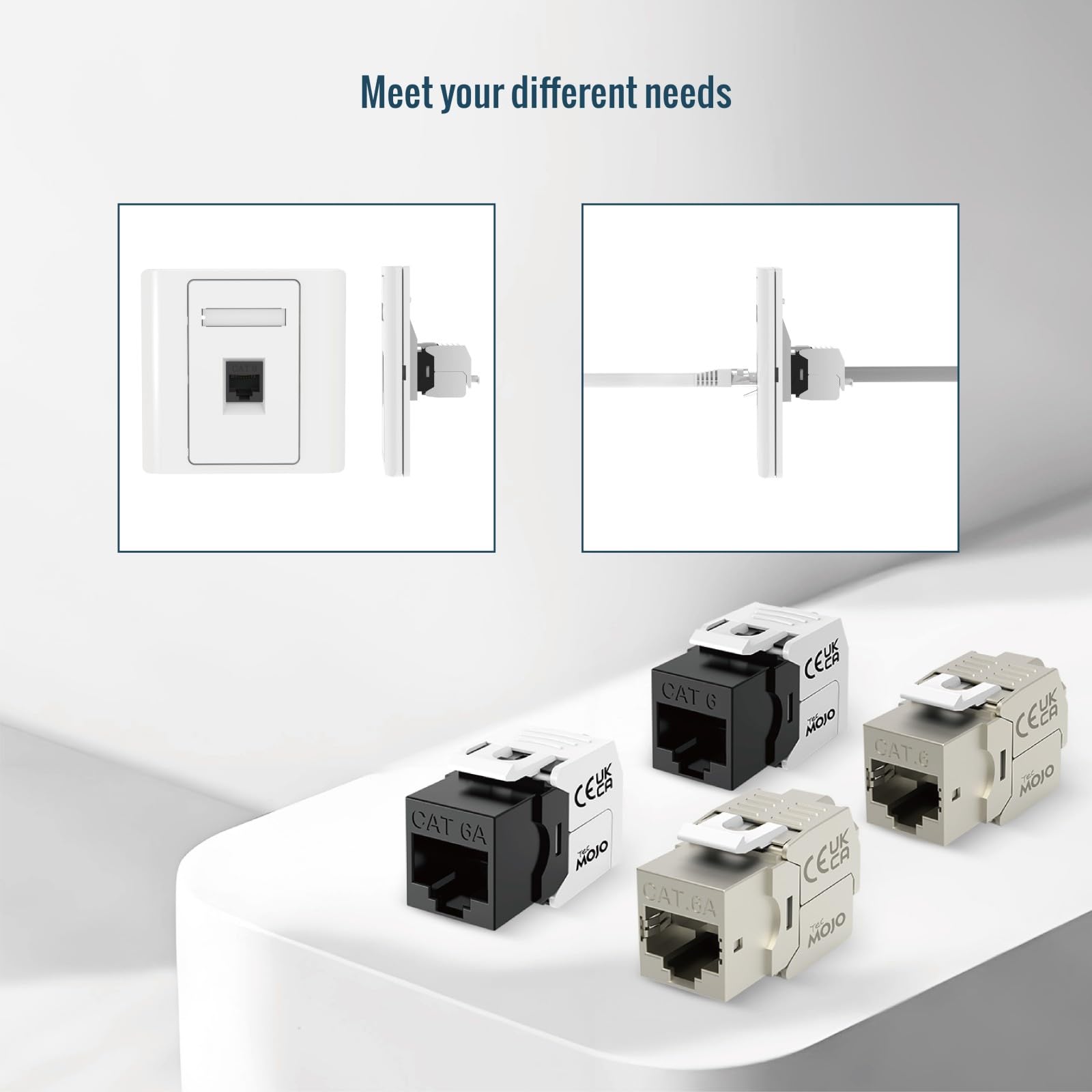 Tecmojo CAT6A Shielded keystone jack 10Gigabit (12, Silver, CAT6A)